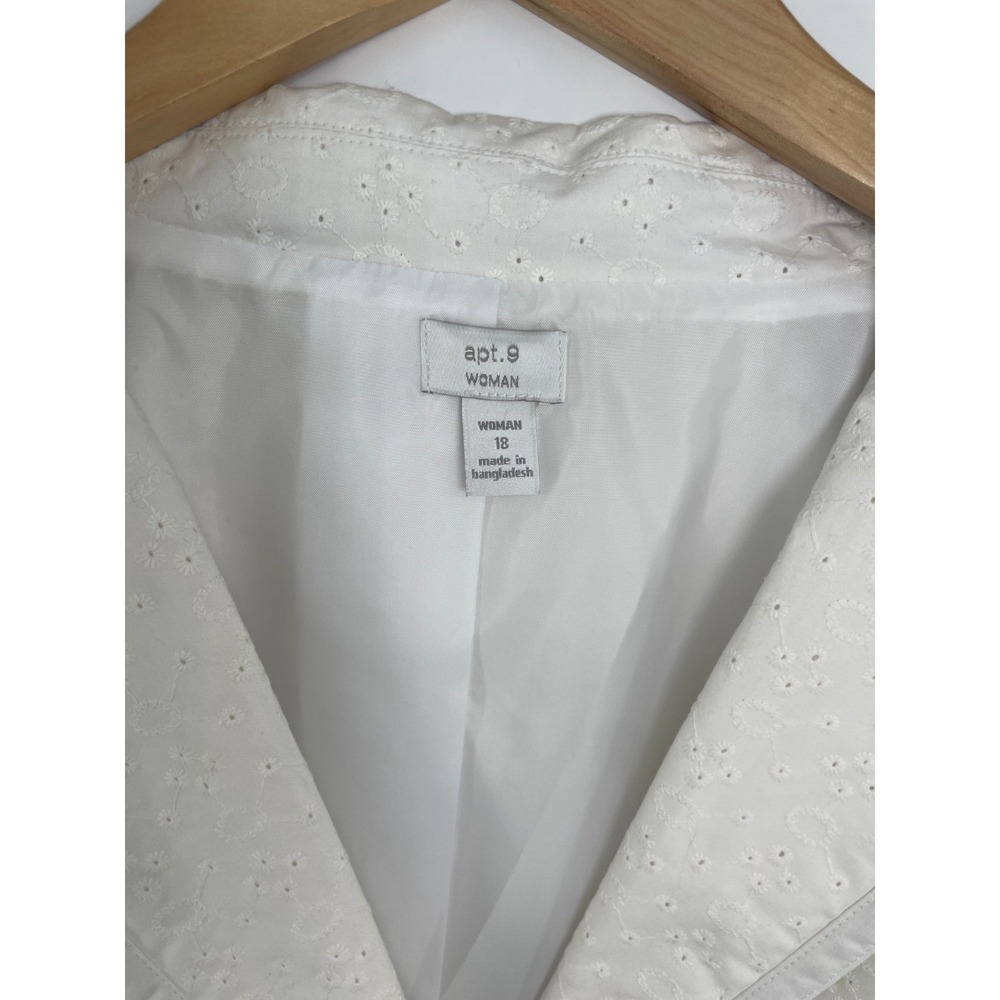 Apt 9 Woman 18W Blazer Off White Cotton Eyelet Cottagecore Shabby Chic Career - Picture 8 of 9